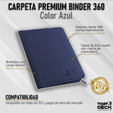 Carpeta de Cuero + Cierre Topdeck 9 Bolsillo Azul