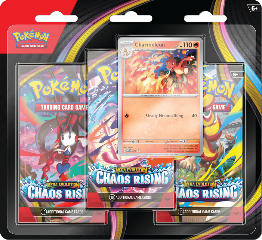 PREVENTA POKEMON TCG MEGA EVOLUTION - CHAOS RISING - 3-PACK BLISTER ENGLISH