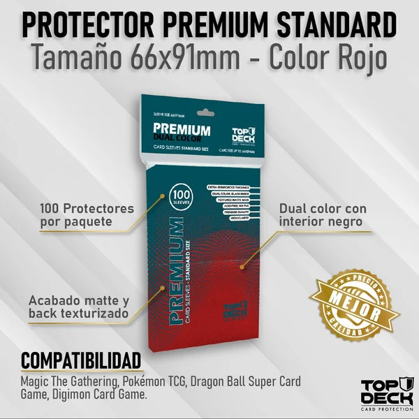 Protectores Premium TOPDECK Standard 66x91mm color Rojo
