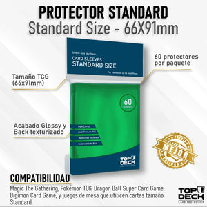 Protectores Esenciales TOPDECK Standard 66x91mm color Verde